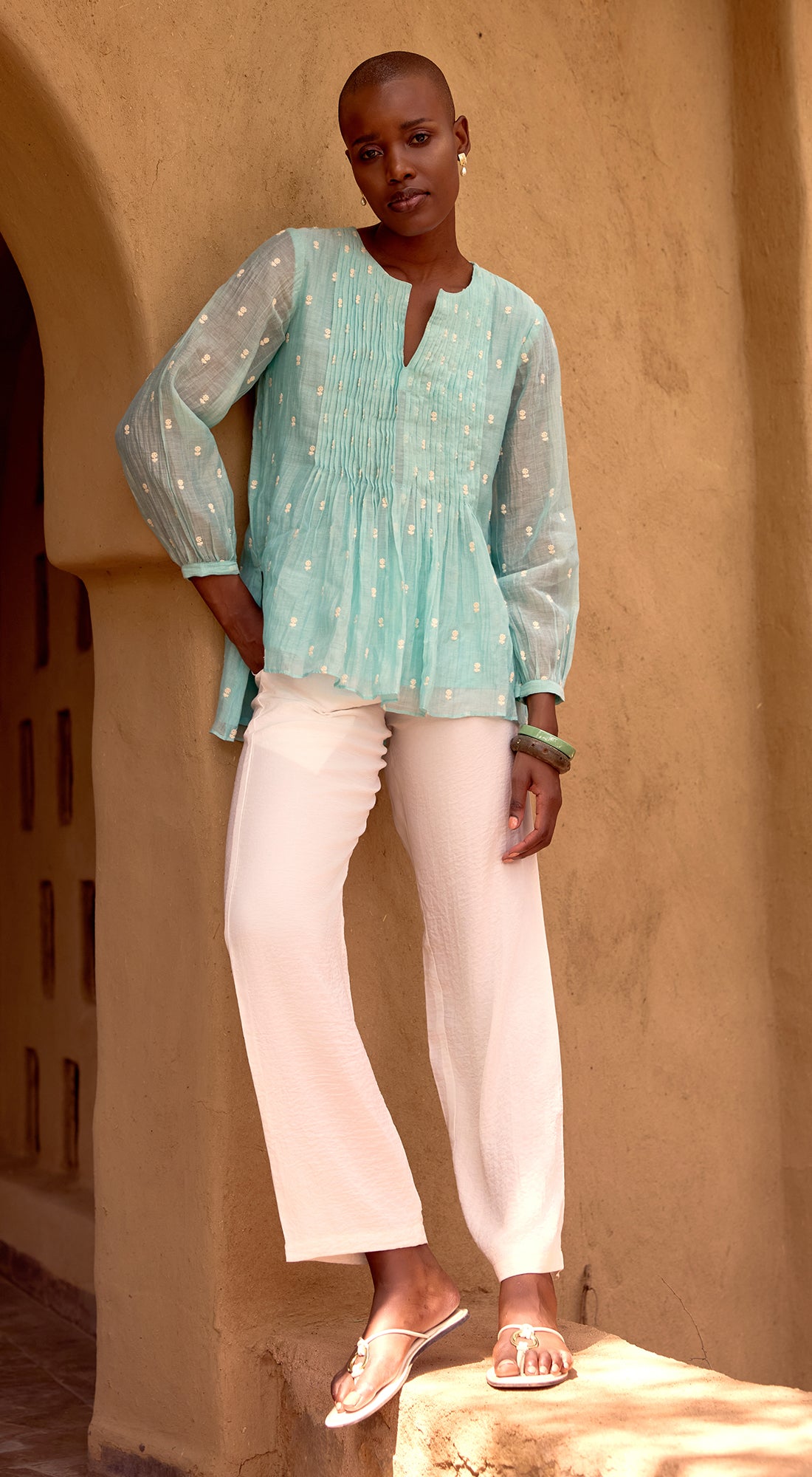 Firozi Embroidered Cotton Tunic