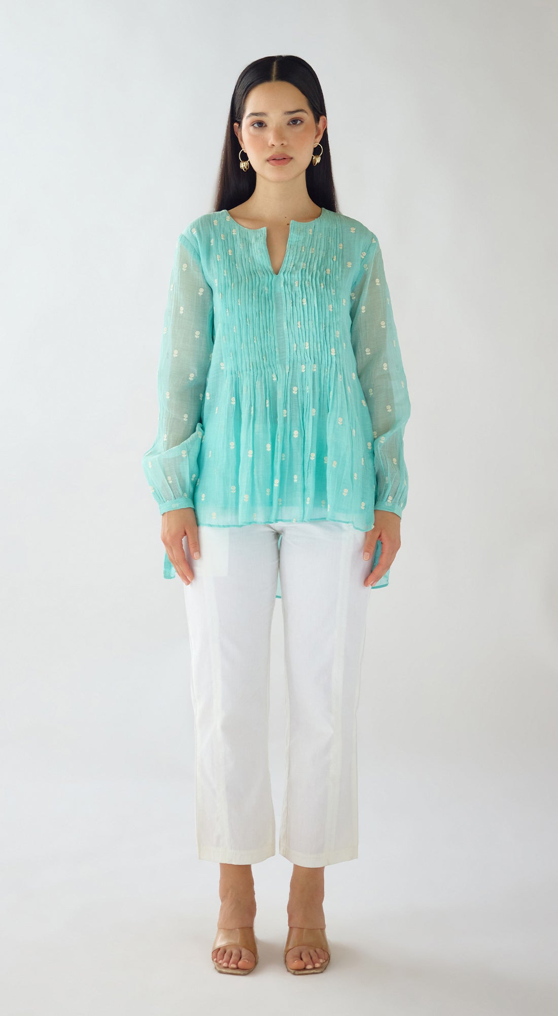 Firozi Embroidered Cotton Tunic