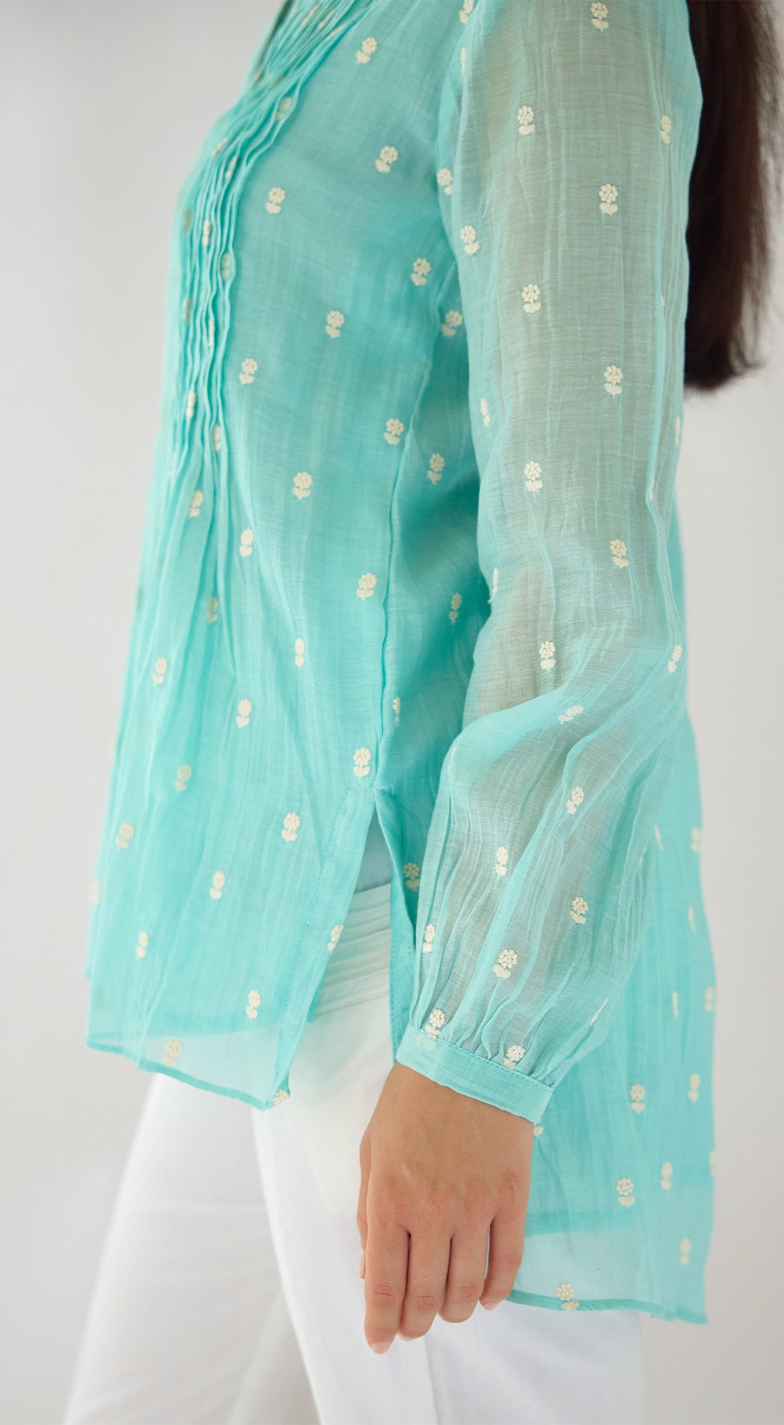 Firozi Embroidered Cotton Tunic