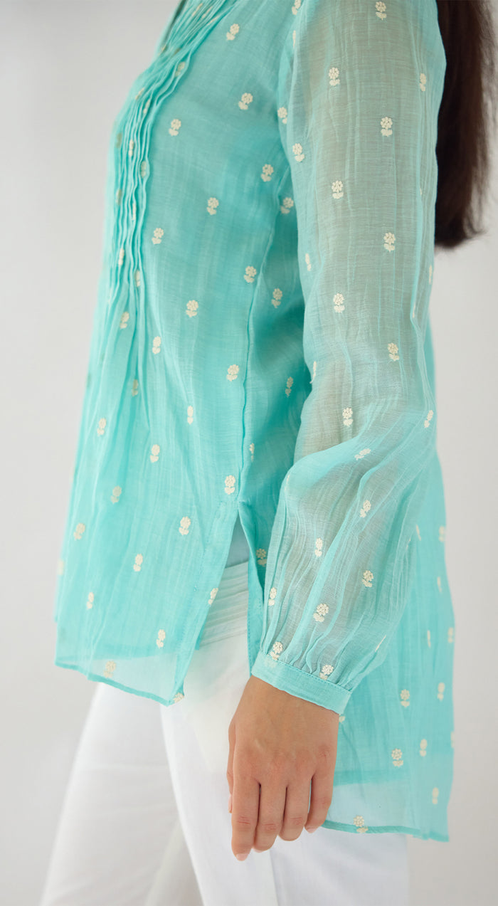 Firozi Embroidered Cotton Tunic