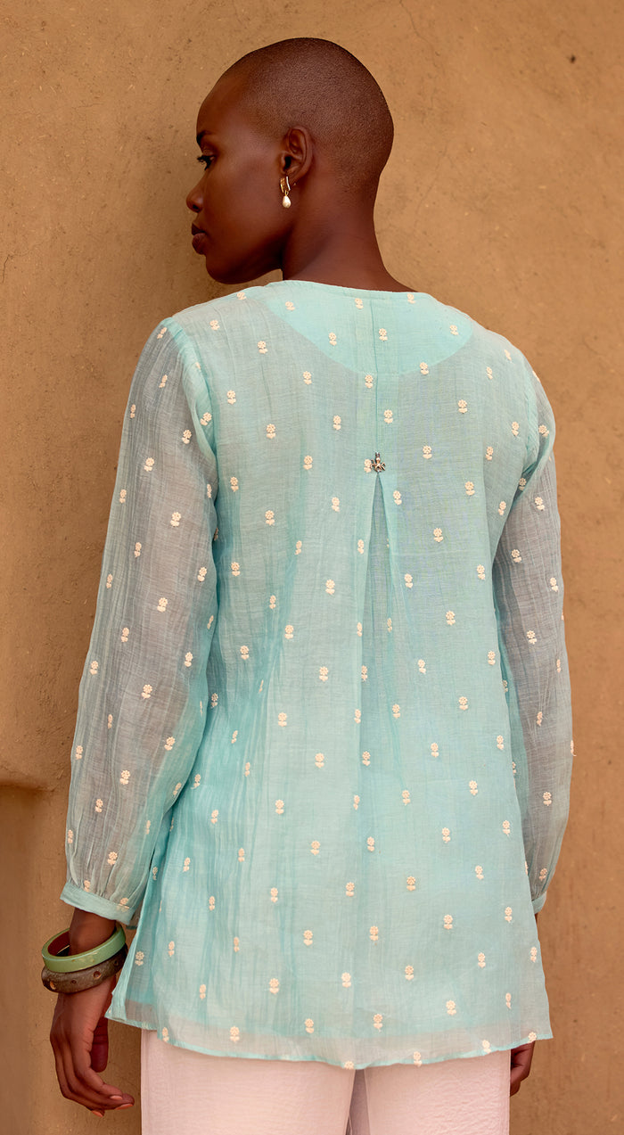Firozi Embroidered Cotton Tunic