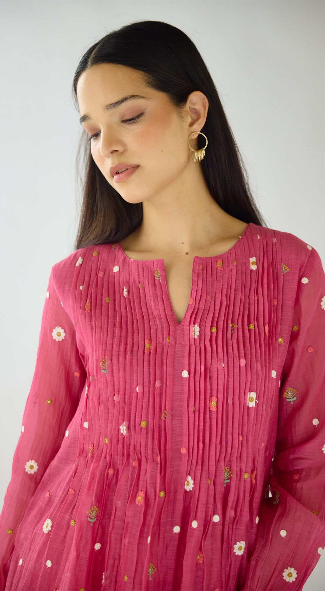 Threaded Rose Cotton Tunic