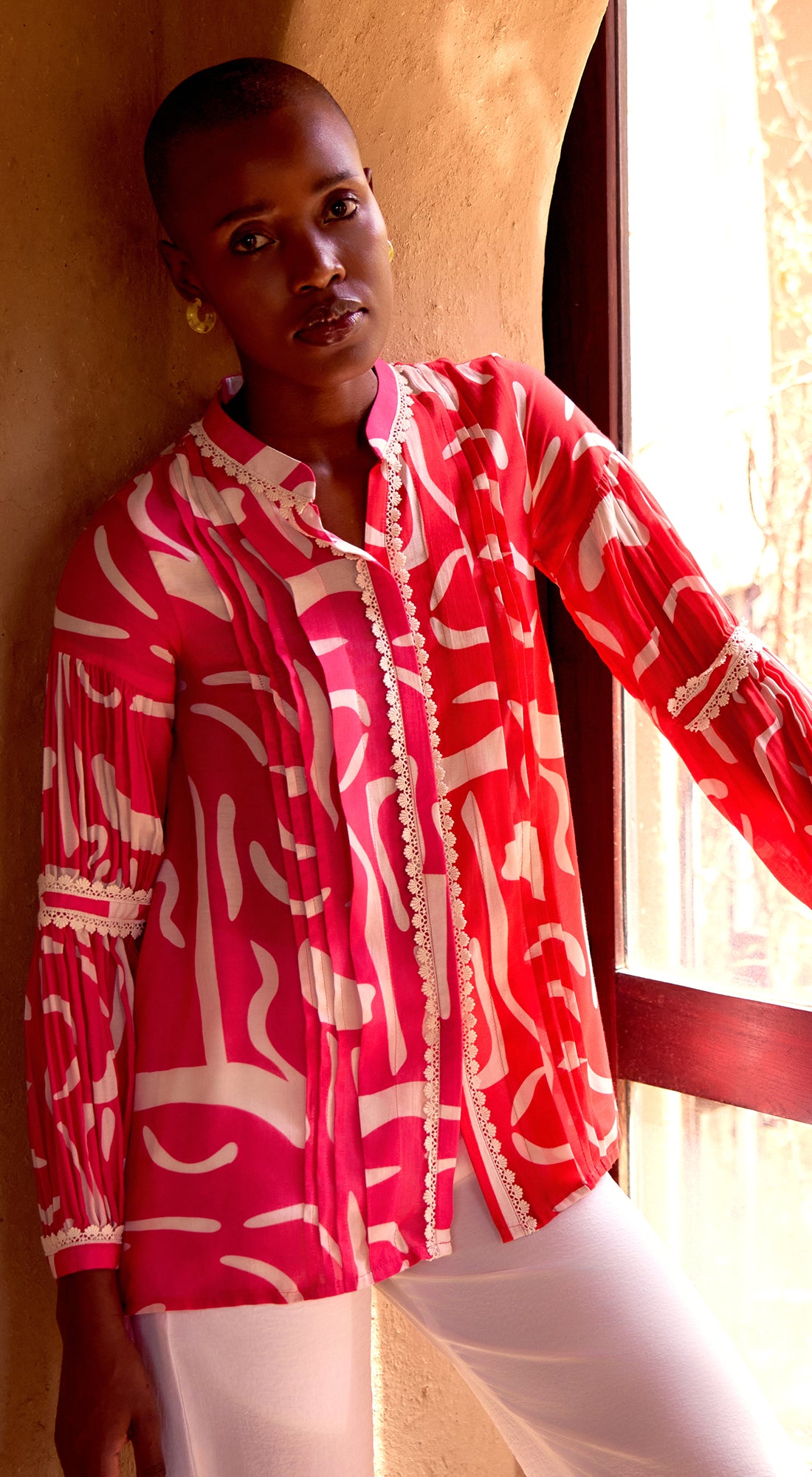 Pink Abstract Print Muslin Tunic