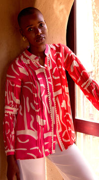 Pink Abstract Print Muslin Tunic