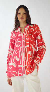 Pink Abstract Print Muslin Tunic