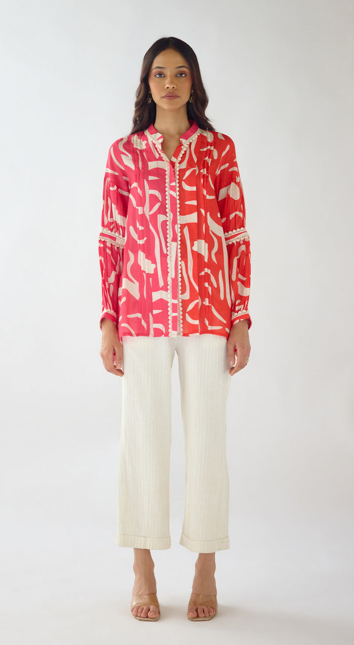 Pink Abstract Print Muslin Tunic