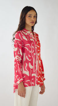Pink Abstract Print Muslin Tunic