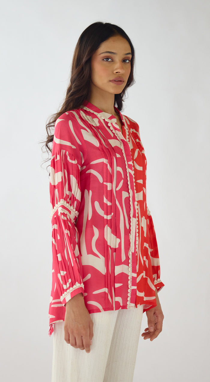 Pink Abstract Print Muslin Tunic