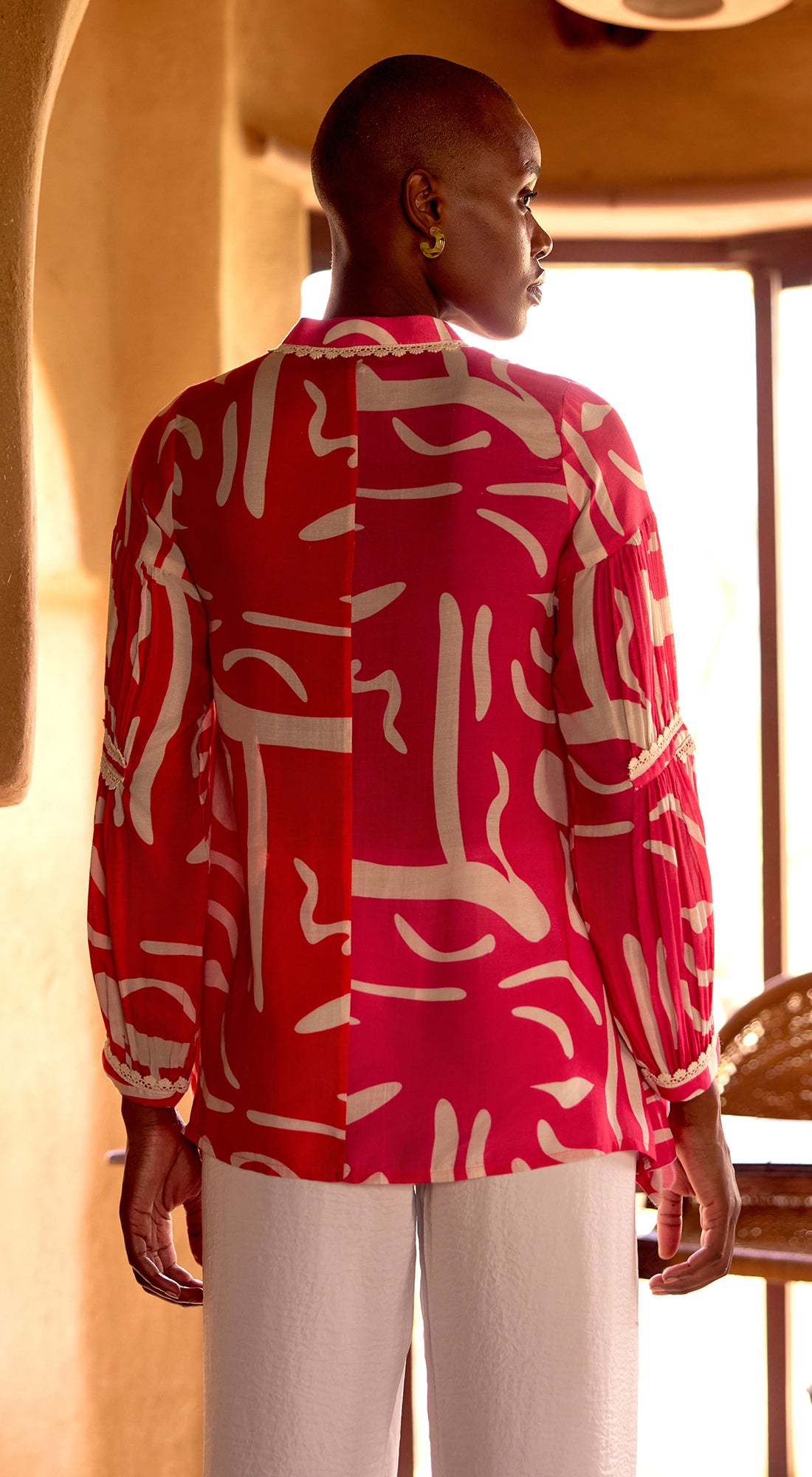 Pink Abstract Print Muslin Tunic