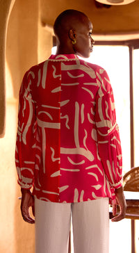 Pink Abstract Print Muslin Tunic