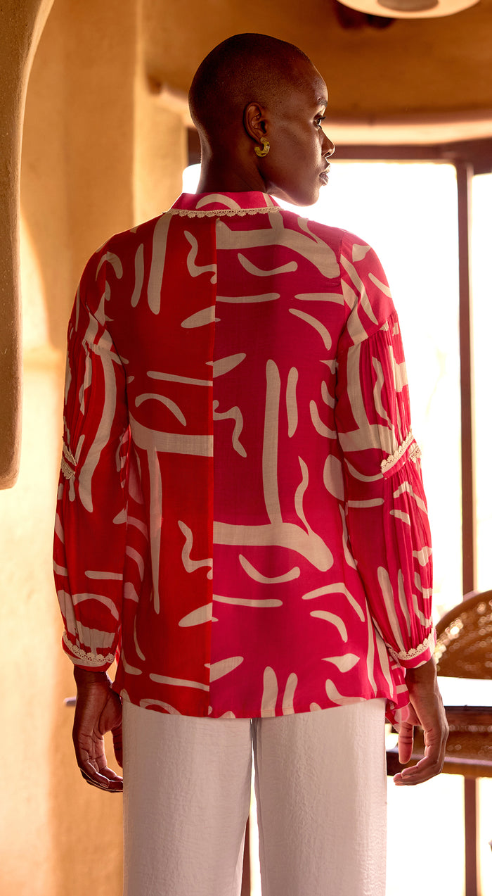 Pink Abstract Print Muslin Tunic
