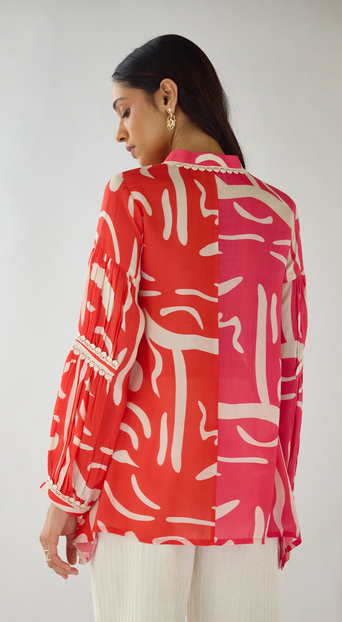 Pink Abstract Print Muslin Tunic