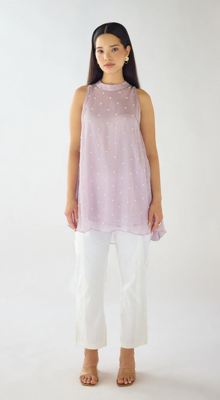 Mauve Pearl Embroidered Top