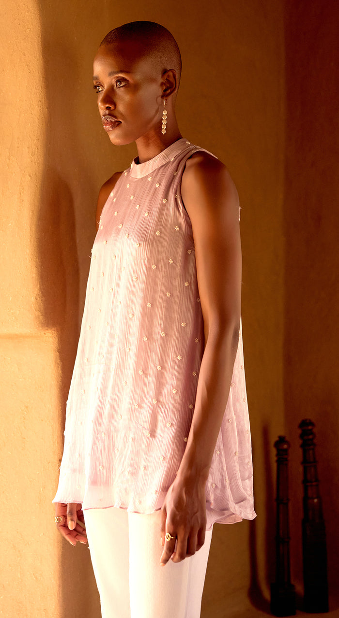 Mauve Pearl Embroidered Top