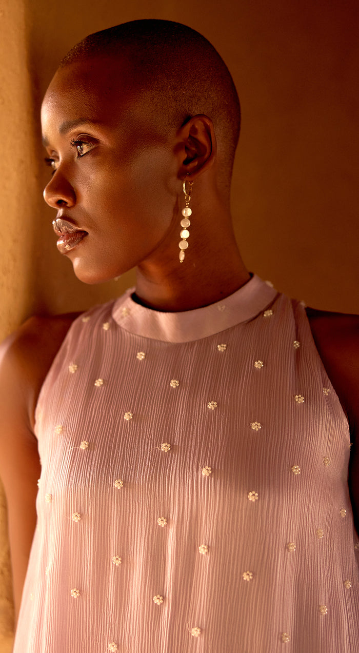 Mauve Pearl Embroidered Top