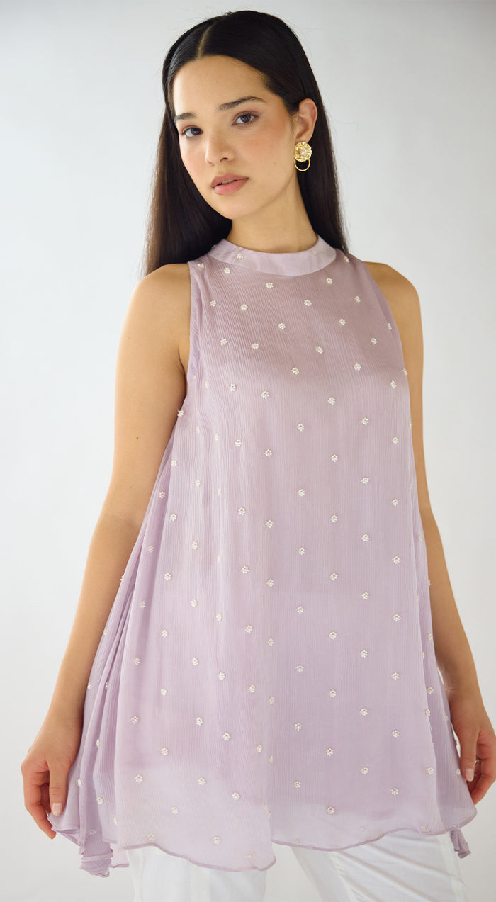 Mauve Pearl Embroidered Top