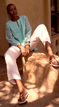 Firozi Embroidered Cotton Tunic