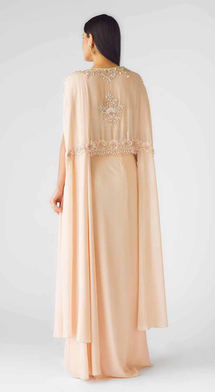 The Blush Opulence Draped Cape Saree