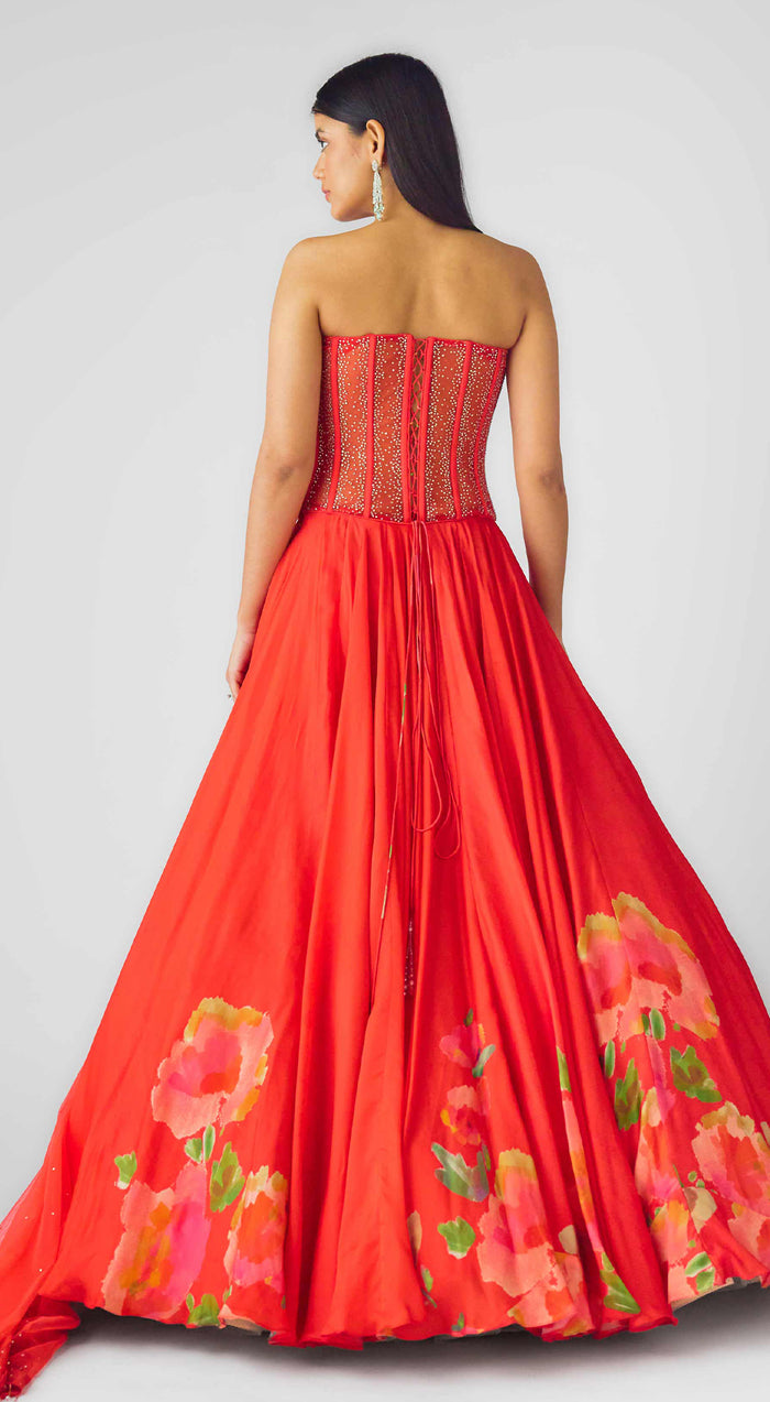 The Amber Flame Corset Lehenga