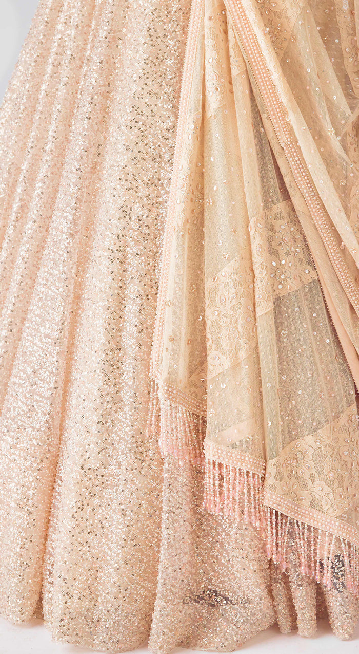 The Rose Champagne Corset Lehenga