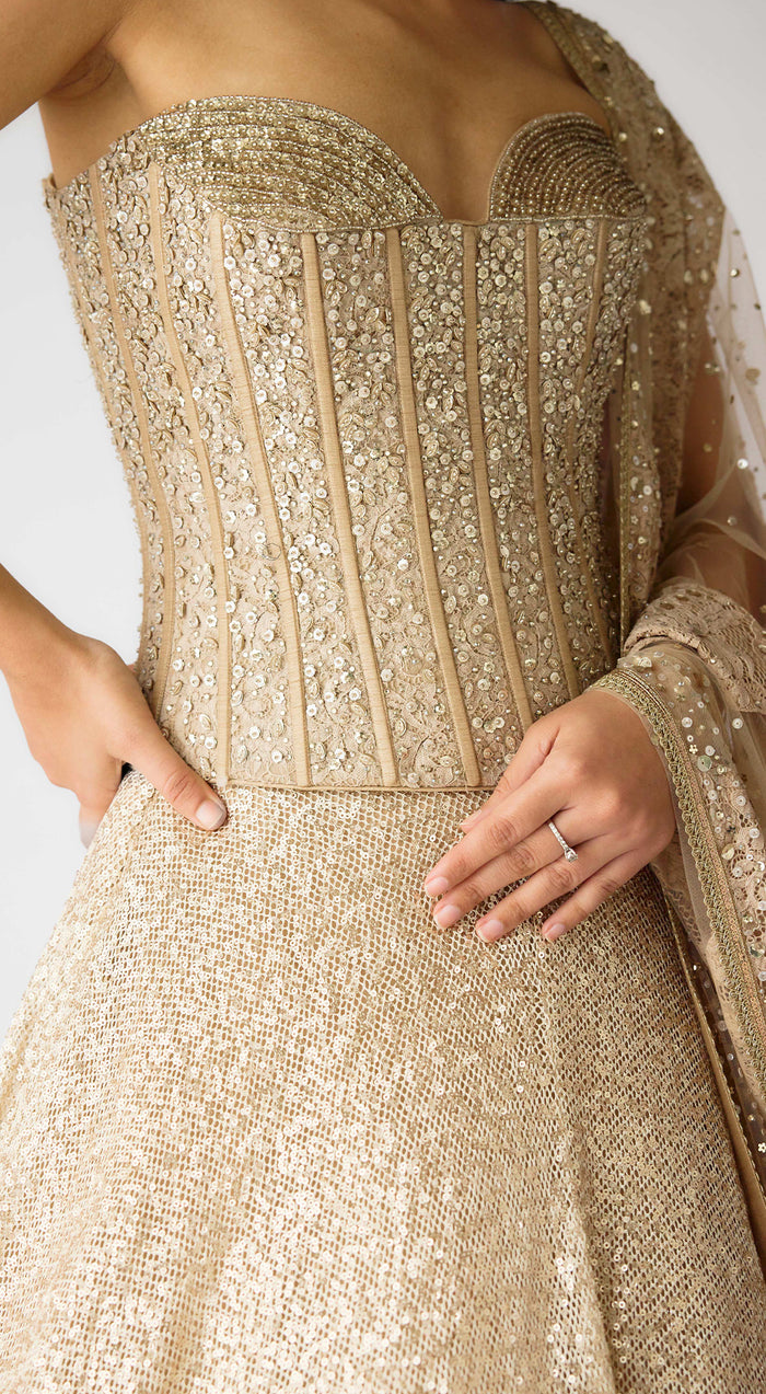 Tripti Dimri in The Champagne & Sparkle Corset Lehenga
