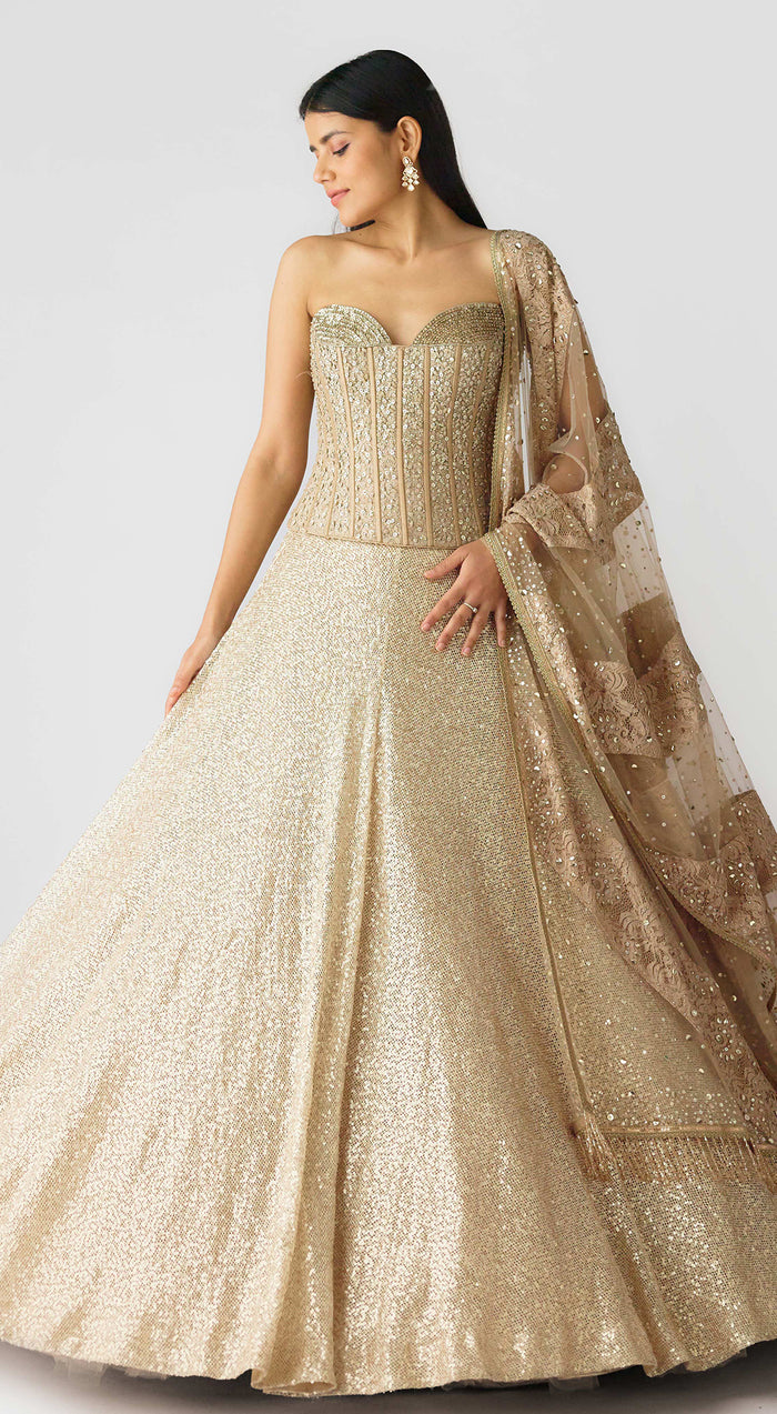 Tripti Dimri in The Champagne & Sparkle Corset Lehenga