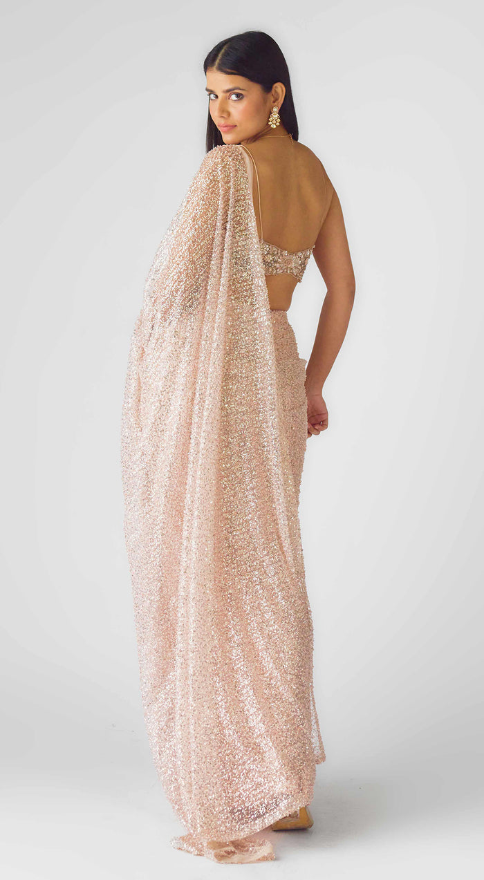 The Luminous Peach Saree