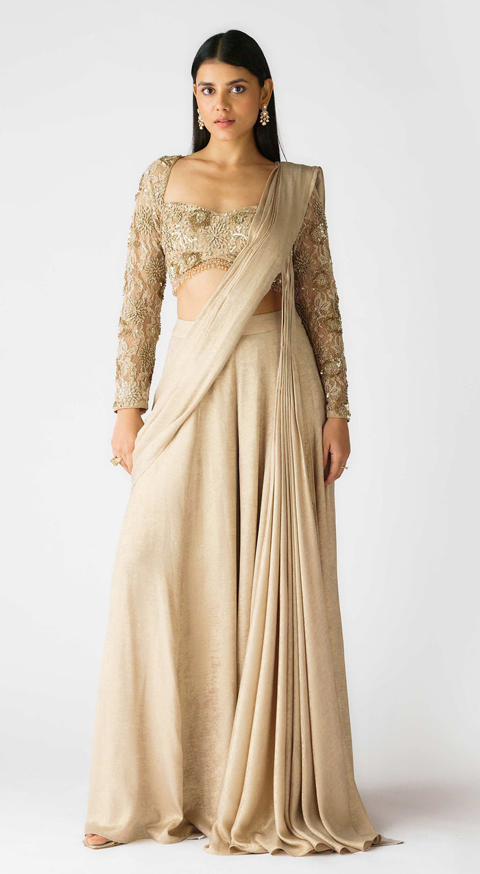 The Champagne Moonlight Draped Sharara