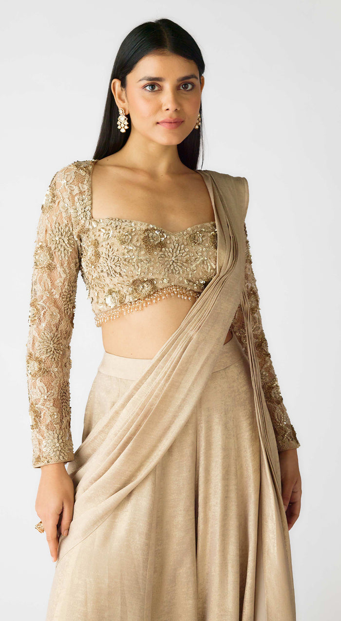 The Champagne Moonlight Draped Sharara