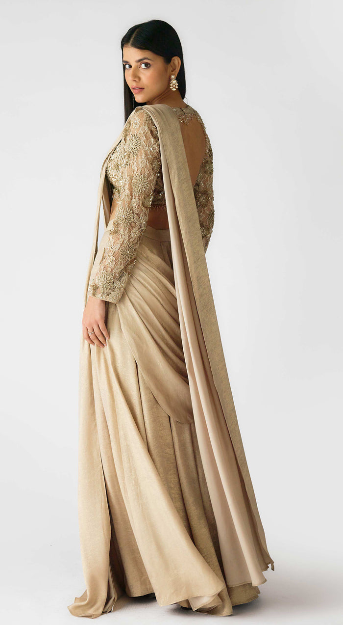 The Champagne Moonlight Draped Sharara