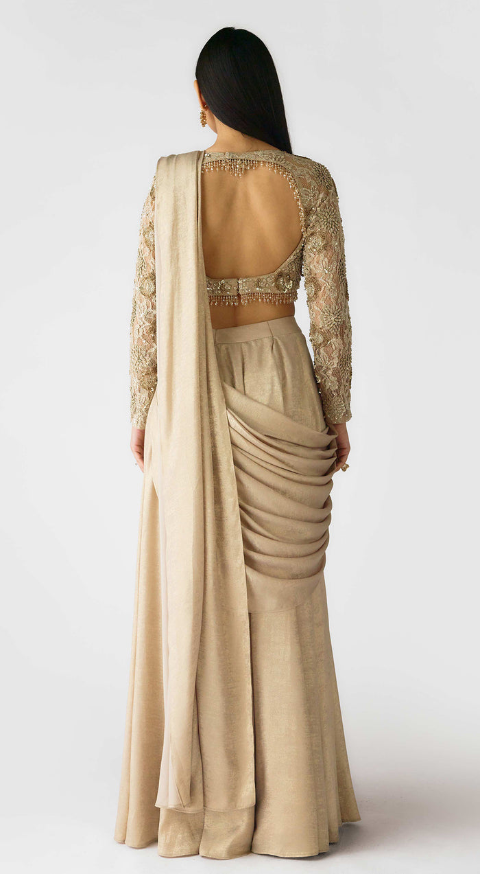 The Champagne Moonlight Draped Sharara