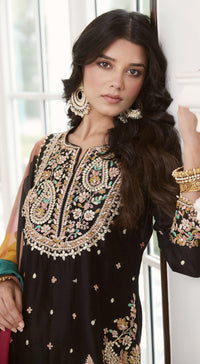 Black Embroidered Sharara Set - Basanti Kapde aur Koffee