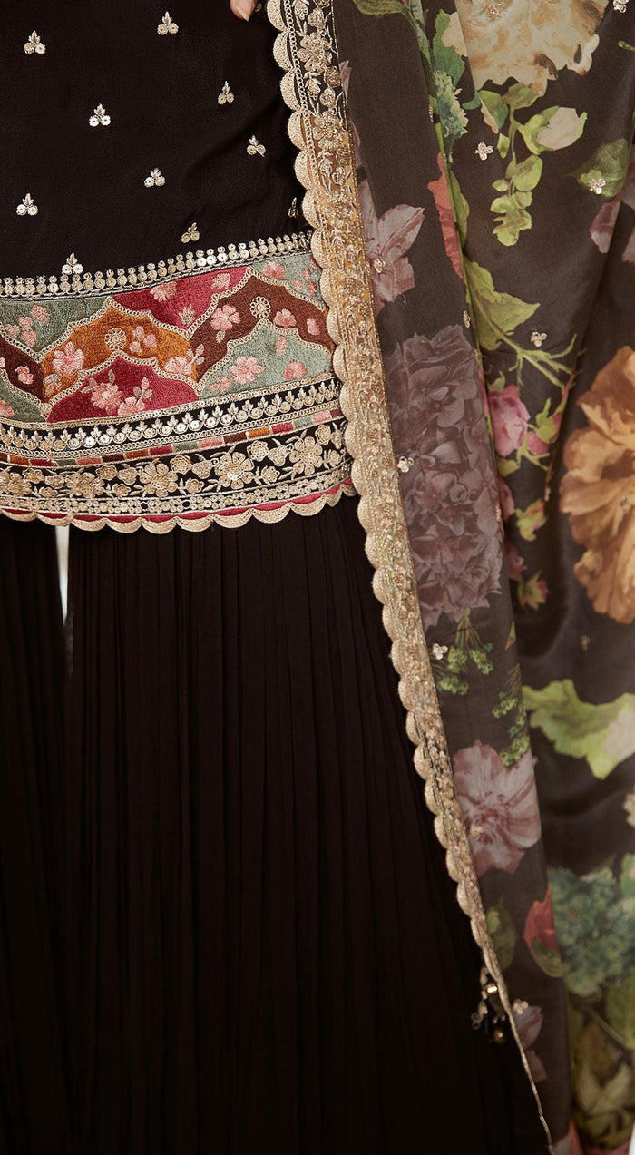 Black Georgette Gharara Set - Basanti Kapde aur Koffee