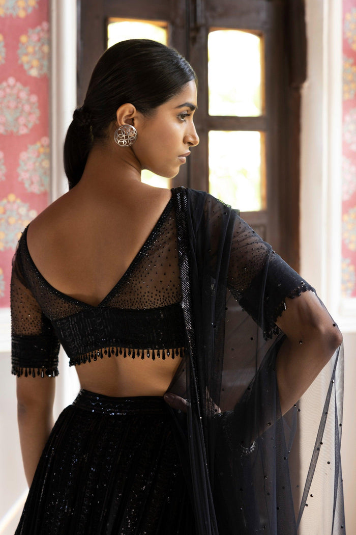 Black Sequins Lehenga Set - Basanti Kapde aur Koffee