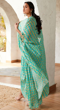 Firozi Cape & Skirt Set - Basanti Kapde aur Koffee