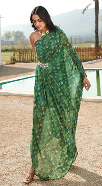 Green Georgette Kaftan Dress - Basanti Kapde aur Koffee