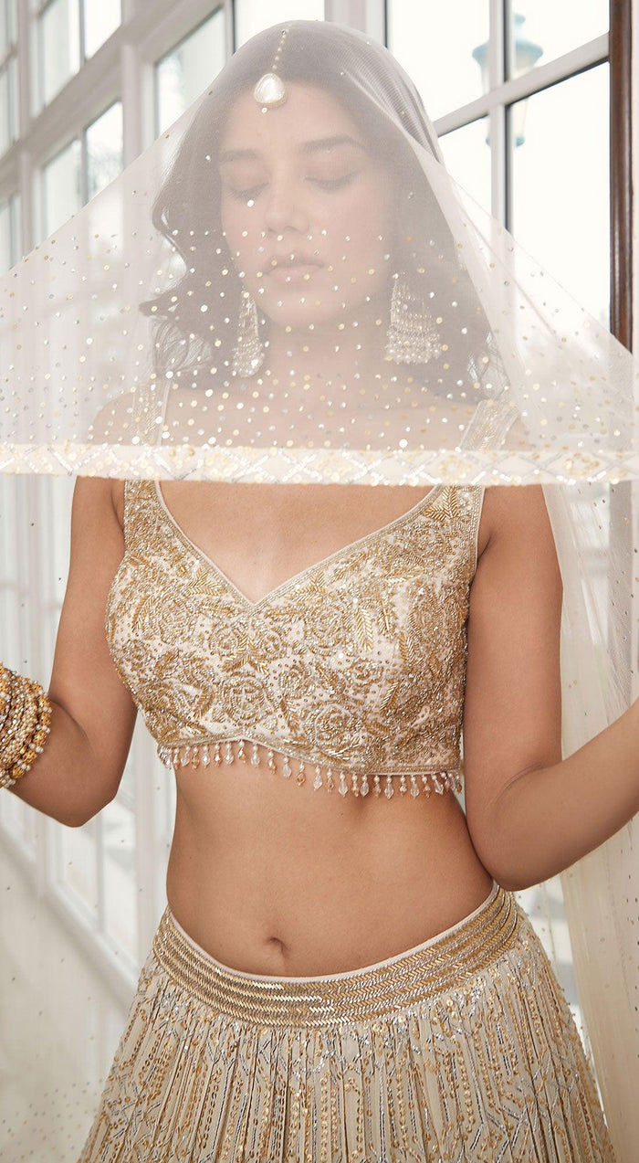 Ivory Embroidered Lehenga Set - Basanti Kapde aur Koffee