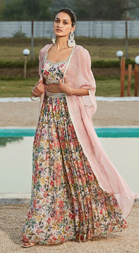 Pink Sharara Set With Cape - Basanti Kapde aur Koffee