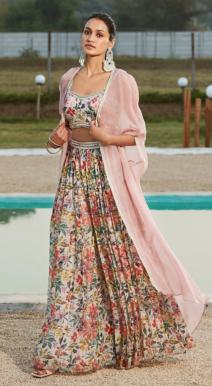 Pink Sharara Set With Cape - Basanti Kapde aur Koffee