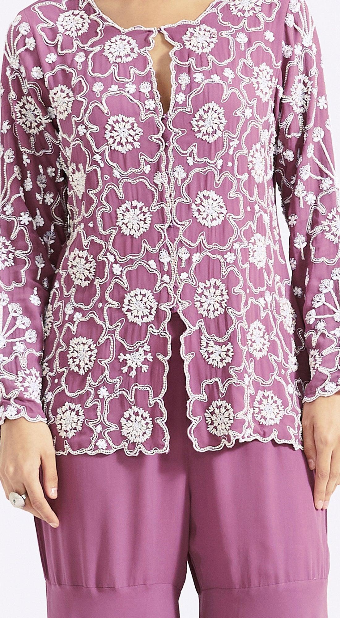 Purple Embroidered Co-Ords - Basanti Kapde aur Koffee