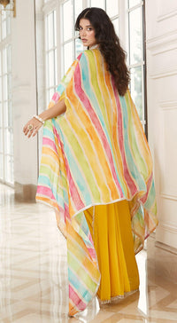 Yellow Pre-Draped Cape Saree - Basanti Kapde aur Koffee