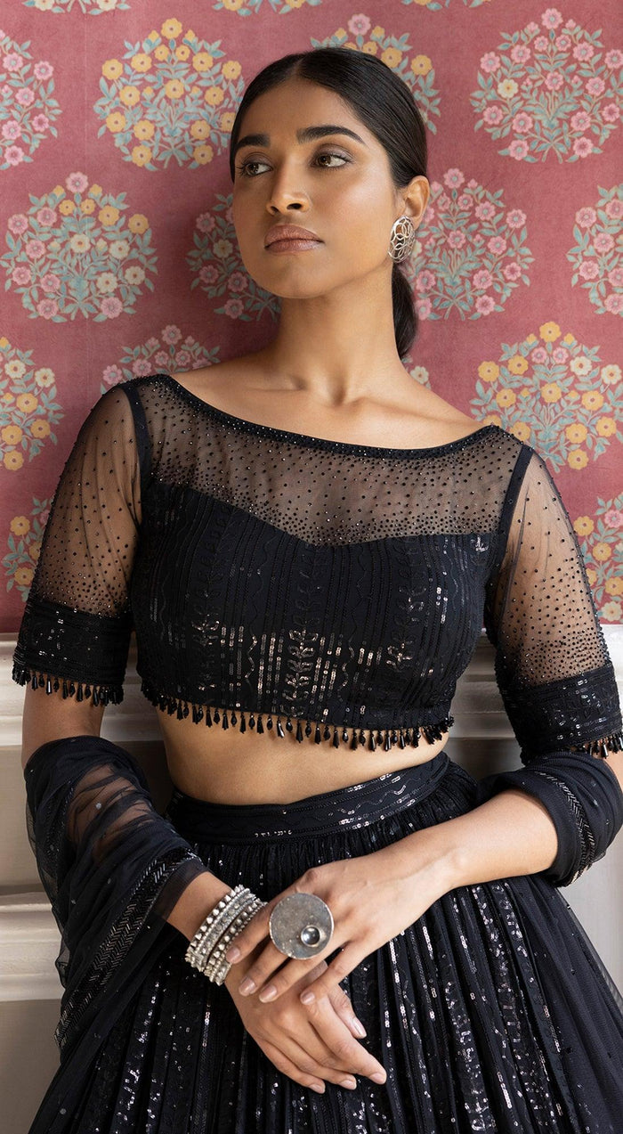 Black Sequins Lehenga Set - Basanti Kapde aur Koffee