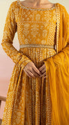Yellow Sequin Embroidered Anarkali WIth Belt - Basanti Kapde aur Koffee