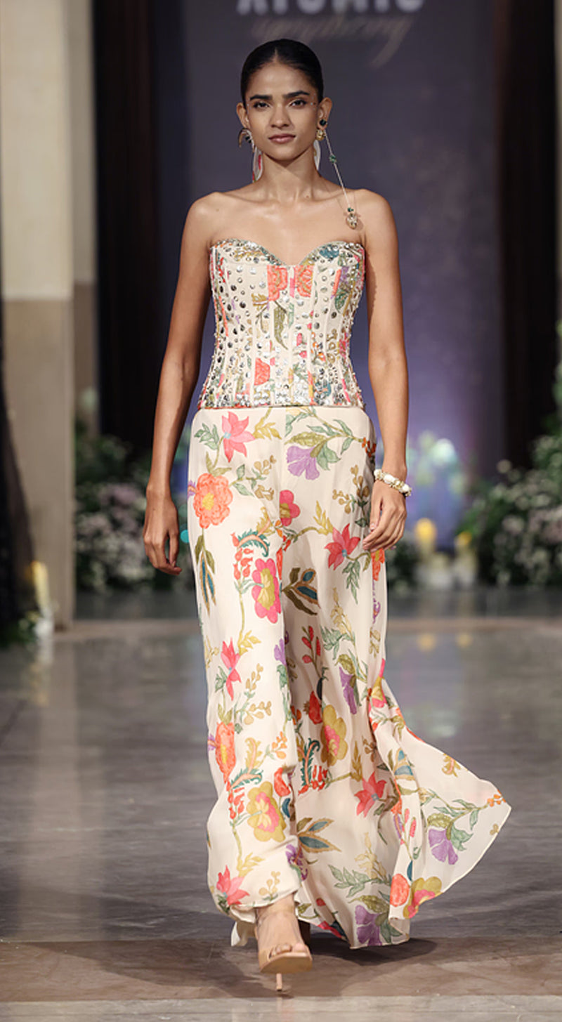 The Bloom Ivory Corset & Sharara Set