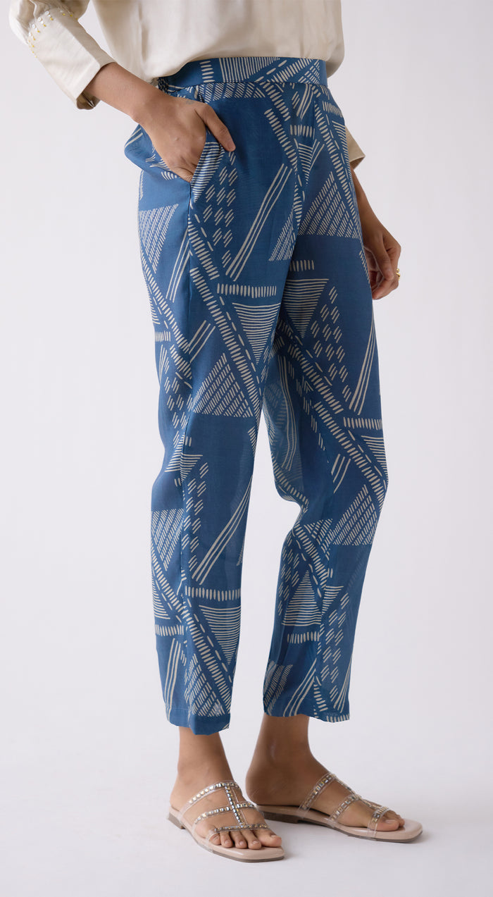 Blue Straight-Fit Trousers