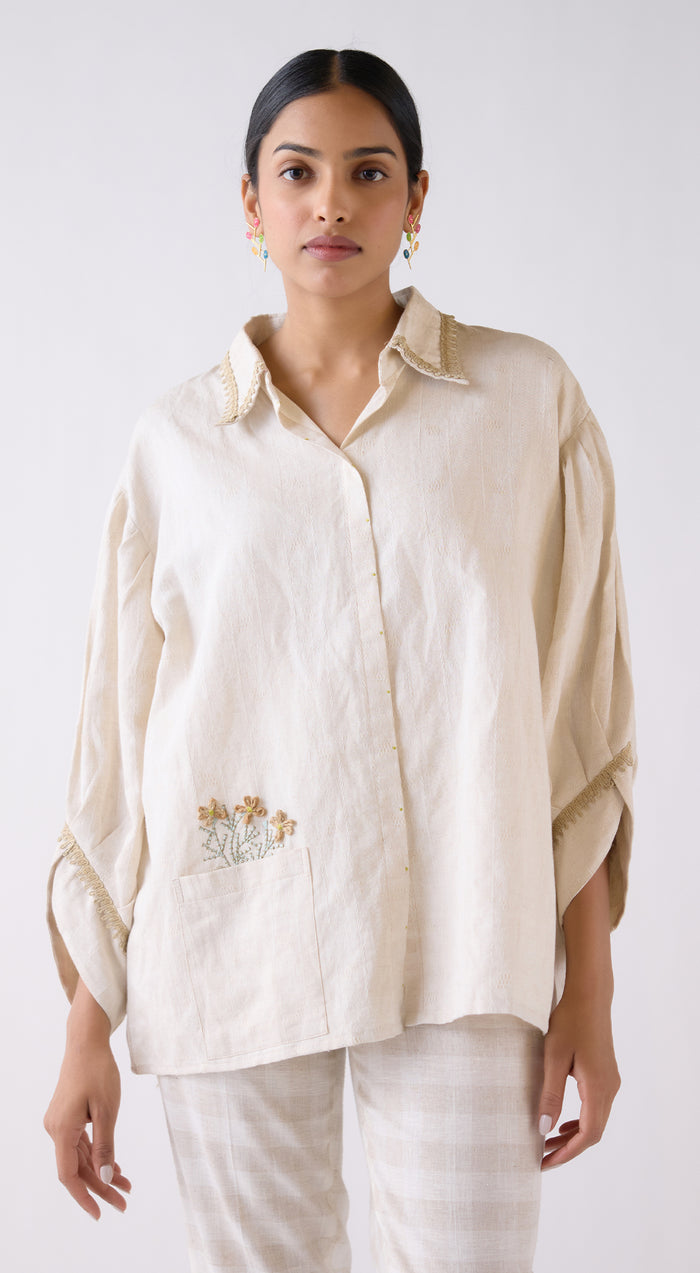 Ivory Cotton Jacquard Shirt