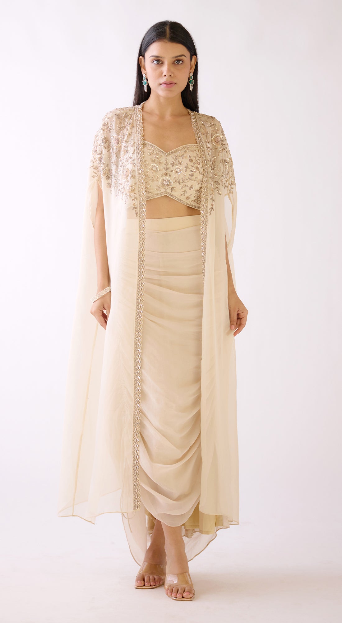 Ivory Embroidered Cape Set – Basanti Kapde aur Koffee