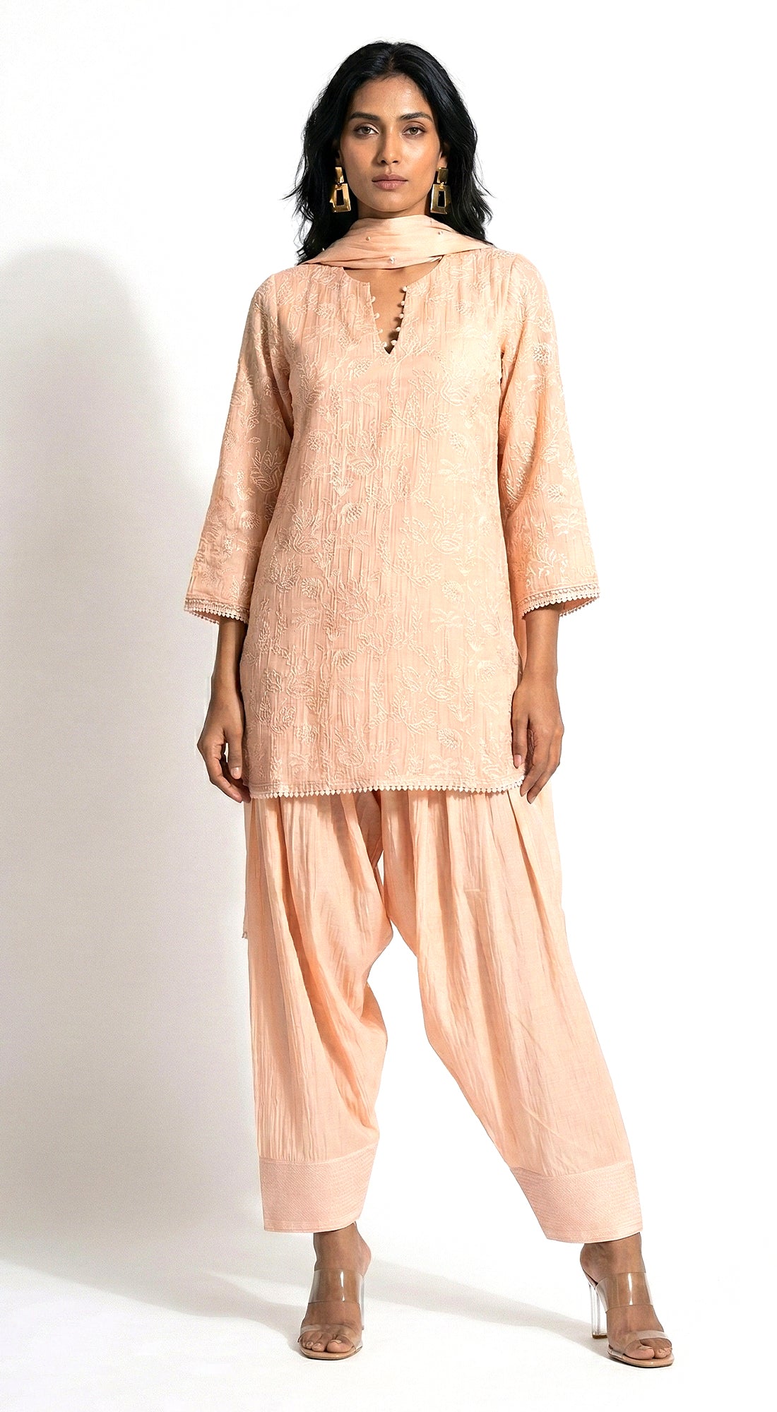 Pink Chanderi Kurta Set