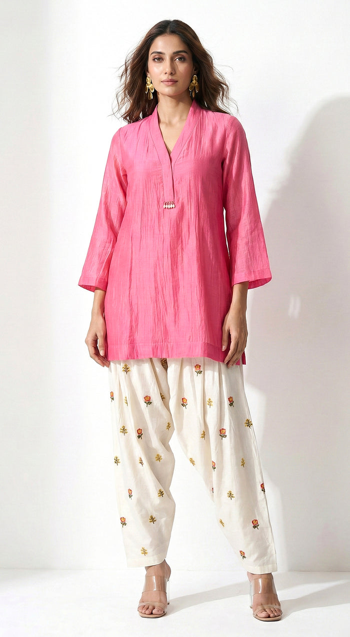 Pink Chanderi Co-ord Set