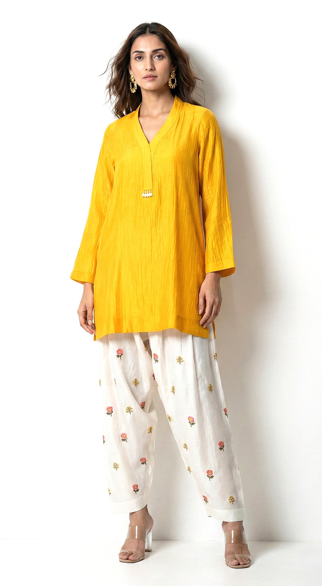 Mustard Chanderi Co-ord Set